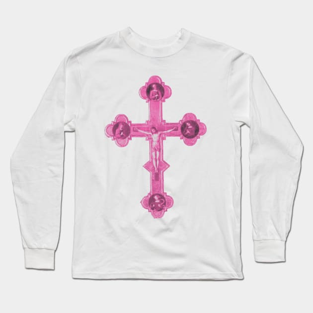 Barbie Pink Medieval Crucifix Long Sleeve T-Shirt by lovefromsirius